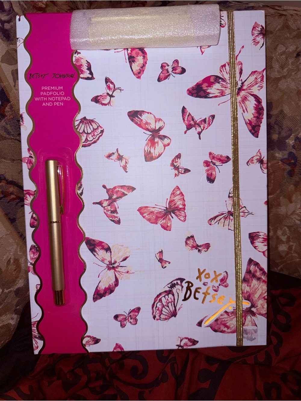 🦋NEW~BETSEY JOHNSON Premium Butterfly Padfolio w/Clipboard, Notebook, & Gold Pen